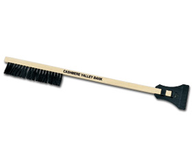 Long Boy Ice Scraper with Wood Handle, Brush, and Scraper
