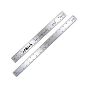 18" Stainless Steel Metal Ruler with stock scales. 