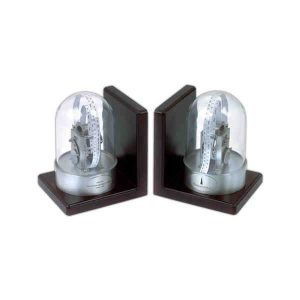 Stock market ticker shaped bookends with plates