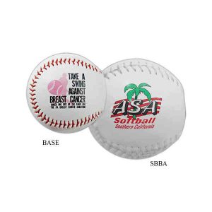 Corporate logo imprinted Synthetic leather softball
