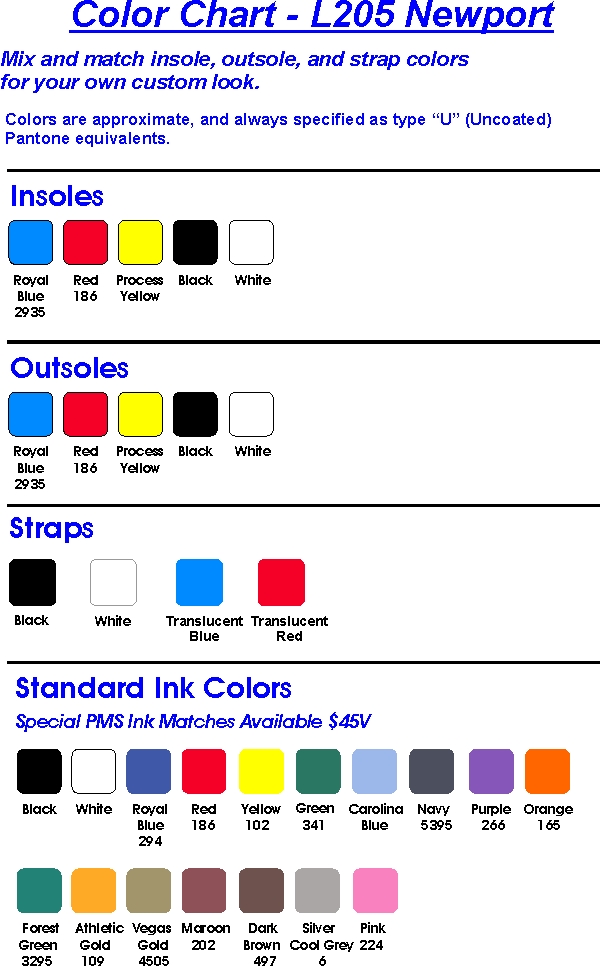 Custom Flip-Flop foam, strap and imprint color options