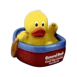 Imprinted Rubber Duck in Canoe with Paddles