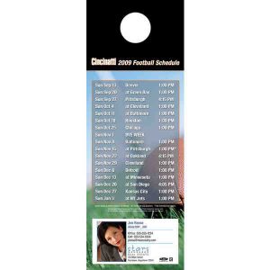 Imprinted pro football schedule door hanger
