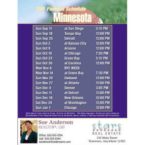 Pro Football Schedule Postcard