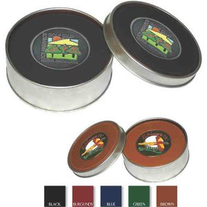Leatherette Coaster Tin