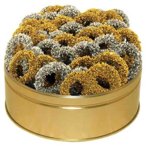 Gold and Silver Pretzel Gift Tin