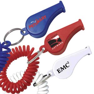 Plastic Whistle with Coil Key Chain