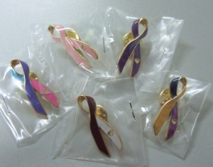 Heart Shaped Ribbon Awareness Pin