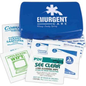 Office Cleaner Kit in a plastic box with imprinted branding.