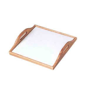 Wooden Serving Tray with Ceramic Tile