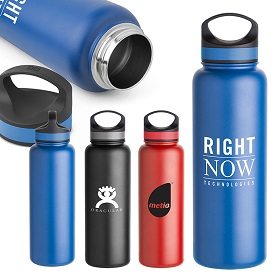 Double Wall (with Copper Lining) Vacuum Insulated Water Bottle with Narrow/Standard Mouth Twist Off Insulated Cap. 