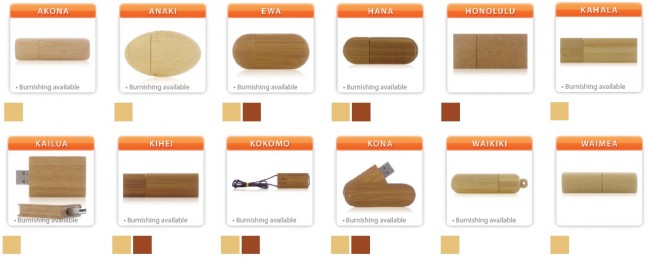 Real Wood Bamboo USB Drives / Memory Sticks