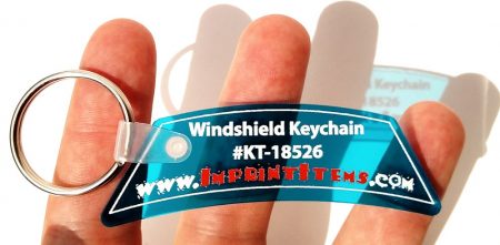 Windshield Shaped Blue Tinted Clear Key Chain / Key Ring