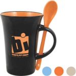 12 oz. Ceramic Latte Mug with Spoon Latte Mug with Spoon