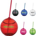 Ball / Sphere Shaped Beverage Tumbler with Straw Drinking Sphere with Straw