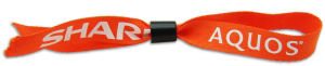 Silkscreen / single color imprint cloth wristband. Available in as little as 3 working days. 