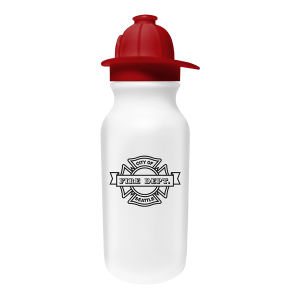 Fire Fighter Helmet Water Bottle with Anti-Spill Pull Top