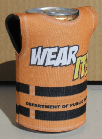 Life Vest Can Koozie Back
