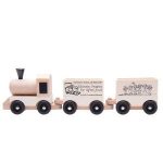 Custom Printed Toy Wood Train Set - Wooden Engine, Car, and Caboose Three-Car-Toy-Train-Wood