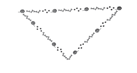 Pet Shop Themed Bandanna with Yarn Ball, Bones, and Dog Prints