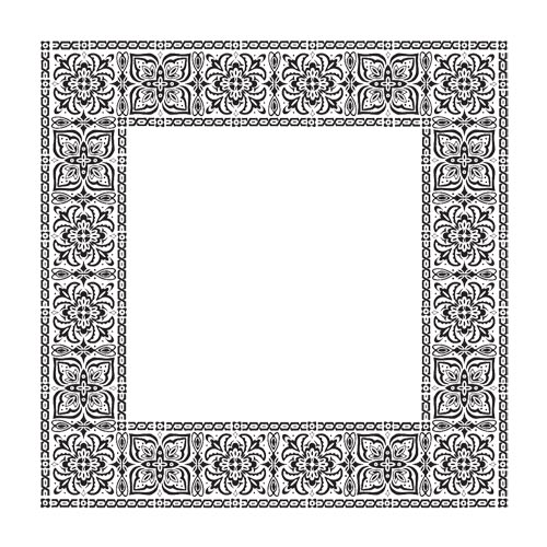 Square Mayan Flowers and Detailed Wood Patterns on Bandanna