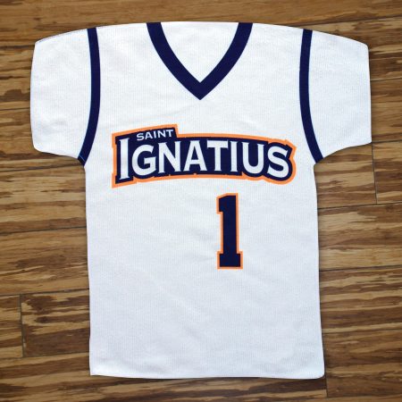 Basketball jersey shaped rally towel.