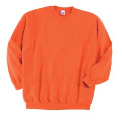 Imprinted Crew Neck Sweatshirts in Many Colors Including Blaze Orange