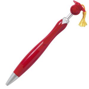 Graduation Smiley Face and Cap Pen - Red