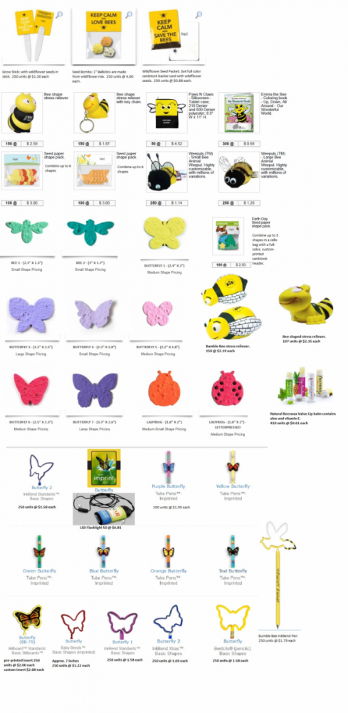 Pollinator Protection Promotional Products - Only Some Options!