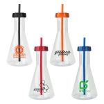 Science Flask / Beaker Shaped Tumbler with Colorful Straw and Lid beaker-flask-custom-cups