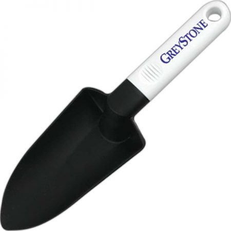 Plastic 11" garden trowel with imprint logo on the handle. 