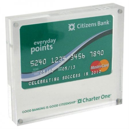 Credit card entrapment for a single card with a custom screen print. 