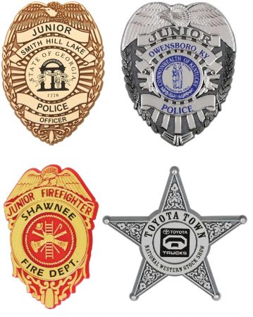 Plastic badges for Junior Officers, Firefighters, Sheriff, etc. 