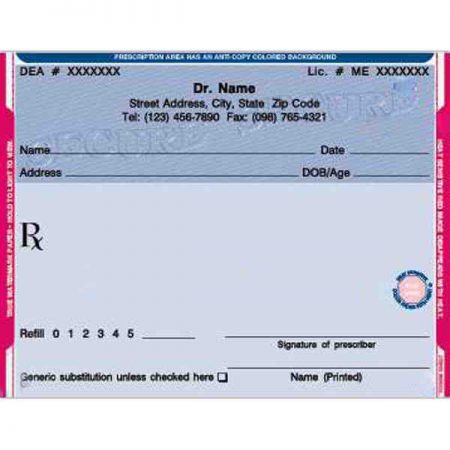 custom imprint secure prescription pad, RS10 51582-U