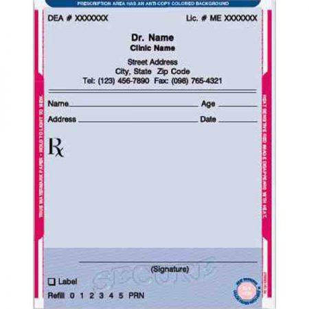 Secure Prescription Form Pad 5 1/2" x 4 1/4"