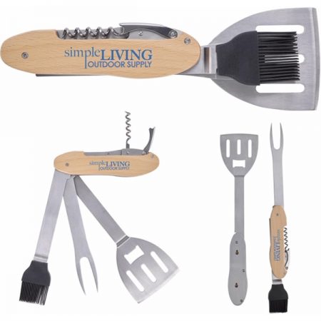 Grilling multitool with 5 gadgets.