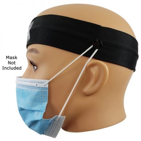 Headband with buttons for facemask.