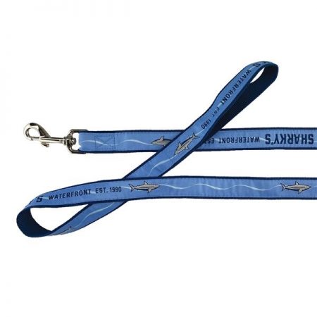 Woven pet leash with custom imprint.