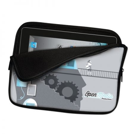 Neoprene tablet case with a zipper and full color sublimation.
