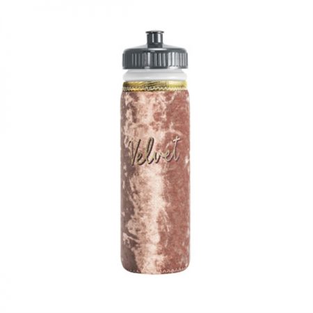 Soft velvet sleeve on a water bottle