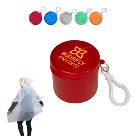 Poncho with carabiner clip