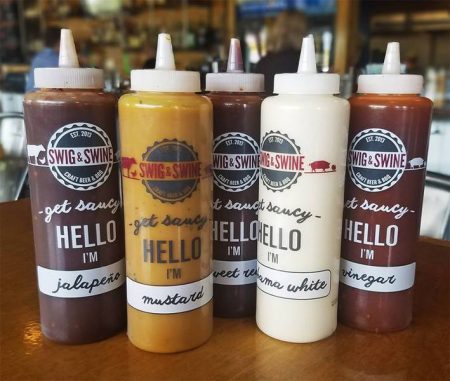 Condiment bottle with a custom imprint