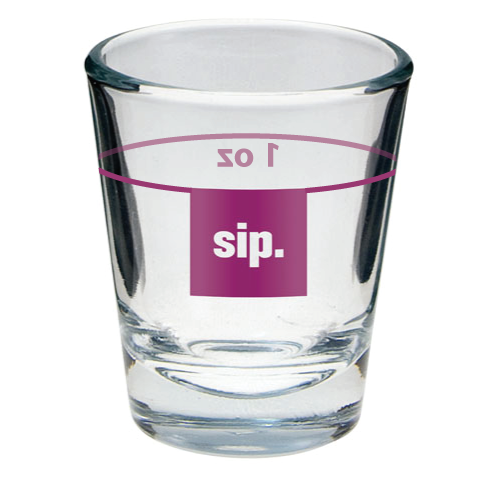 Custom printed measuring shot glass.