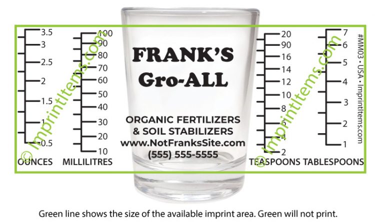 Custom printed measuring glass with 4oz capacity