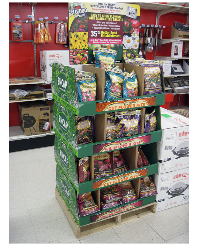 Example of a custom sized and printed pallet display.