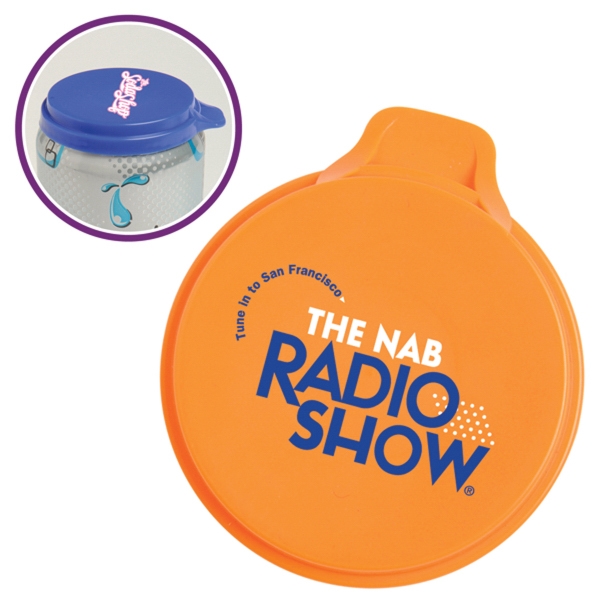 Custom printed lid for soda cans, pop cans, beer cans and other aluminum cans. 