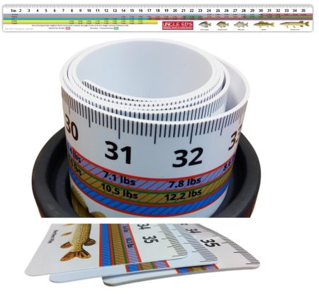 Custom sized soft flexible vinyl or plastic fish rulers.