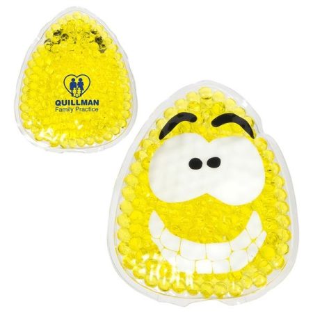 Aqua Pearls Mini Happy Face Shaped Hot/Cold Pack w/ Gel Beads w/ Custom Imprint