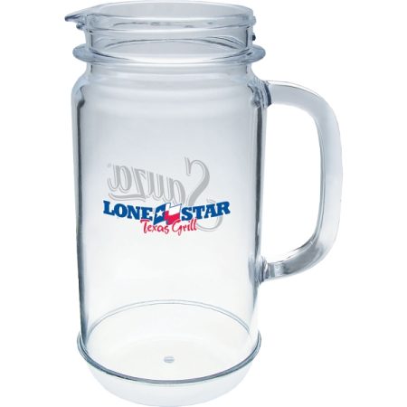Personalized 32 oz. Heavy Plastic Mason Jar Pitcher w/ Handle w/ Custom Imprint