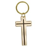 Gold Cross Brass Keychain